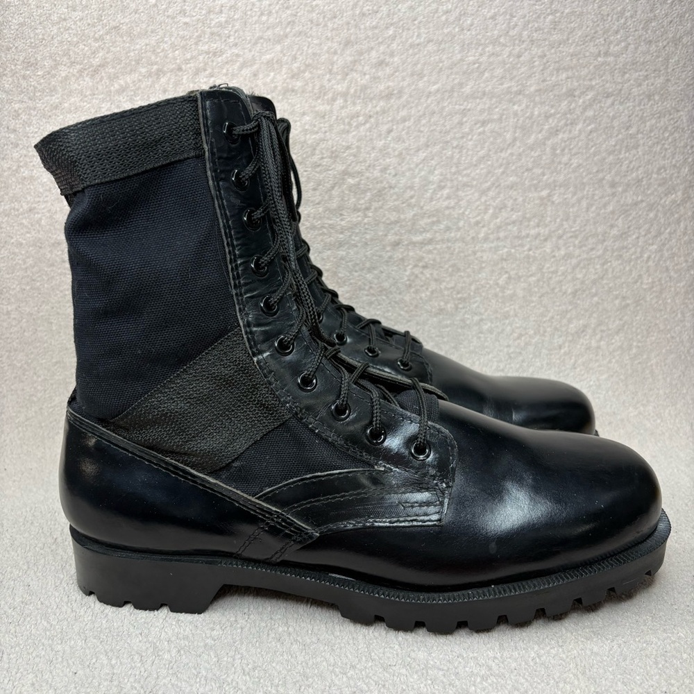 Vintage Military Jungle Tactical Combat Boots Men’s 13W Black Leather & Canvas